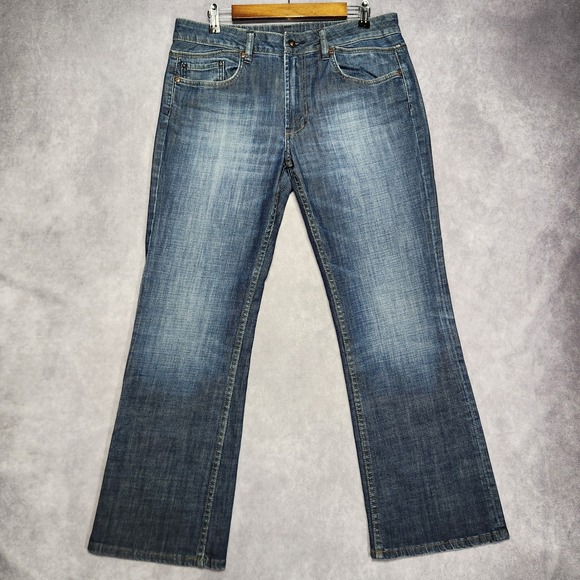 Buffalo David Bitton Game-X Jeans Denim Mens 34x30 Bootcut Dark Wash - Picture 1 of 15
